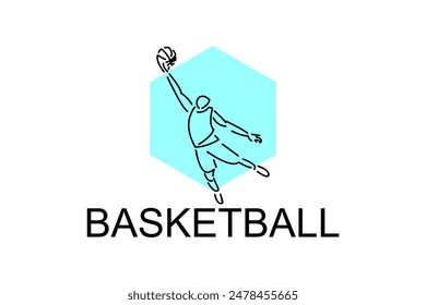 Basketball sport vector line icon. sport pictogram, vector illustration.