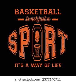 Basketball Isn’t a Sport it’s a Way of Life. Basketball t shirt design. Sports vector quote. Design for t shirt, typography, print, poster, banner, gift card, label sticker, mug design etc. Eps-10.