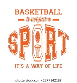 Basketball Isn’t a Sport it’s a Way of Life. Basketball t shirt design. Sports vector quote. Design for t shirt, typography, print, poster, banner, gift card, label sticker, mug design etc. Eps-10. 