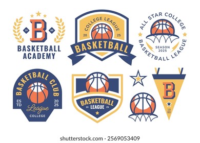 Basketball sports badge, logo, patch. Team club league emblem design template.