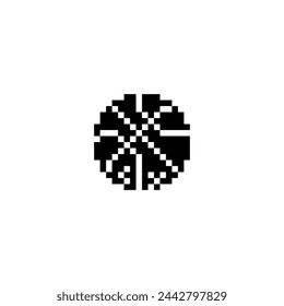 Basketball sports ball pixel art icon. Design sticker, logo, mobile app. Game assets 8bit sprite. Isolated vector illustration.