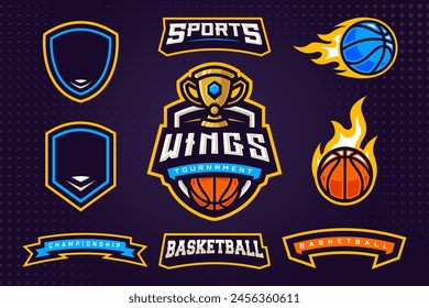 Paquete de Plantilla con logotipo de club deportivo de baloncesto para torneos o Equipos deportivos