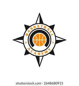 basquete esportes bússola emblema design