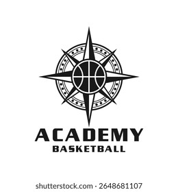 basquete esportes bússola emblema design