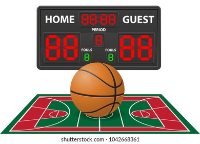 basketball sports digital scoreboard vector illustration isolated on white background