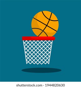 basketball sports equipment sets, basketball and basket nets, flat design kratip