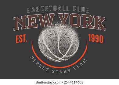 Vetor de design gráfico de esportes de basquete bom para jovens meninos imprimir t-shirts. Design antigo. Fundo grunge. Tipografia esportiva, gráficos em camiseta, cartazes, banners, folhetos, material impresso e cartões postais