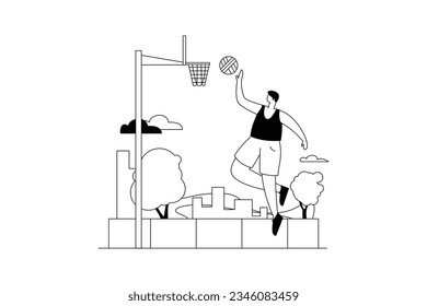Basketball Sports, Life Vectors Illustration Flat