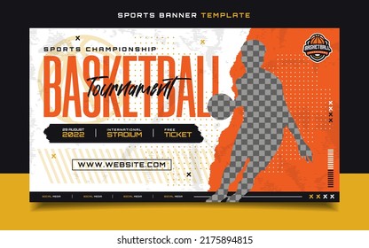 Basketball Sports Tournament Banner Template with Logo for Social Media