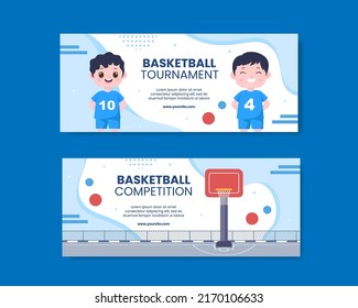 Basketball Sports Tournament Social Media Horizontal Banner Template Cartoon Background Vector Illustration