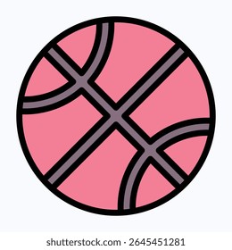 Basketball Sports Vector Icon, Vector Style Lineal color Icon.	