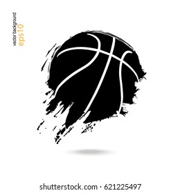 Basketball. A sporty abstract ball. Logo, symbol, print on the T-shirt. Grunge style. Dirty artistic design elements.