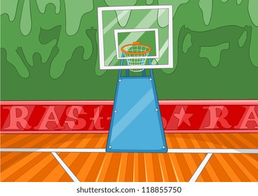 Basketball Stadium. Vector Cartoon Background. EPS 10.