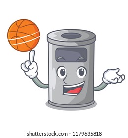 With Basketball Steel Trash Can With Lid Cartoon