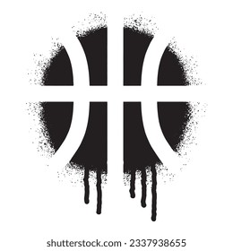 Basketball stencil graffiti with black spray paint	
