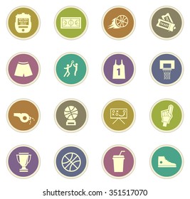Basketball stickers label icon set