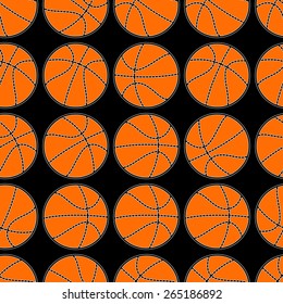Basketball with stitching detail seamless pattern.