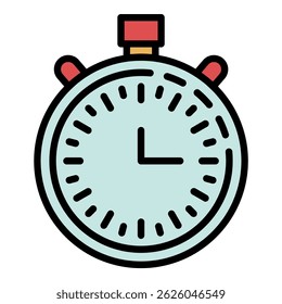 Basketball stopwatch icon. Outline basketball stopwatch vector icon color flat isolated