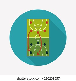 basketball strategy board flat icon with long shadow,eps10