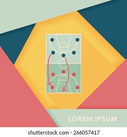 basketball strategy board flat icon with long shadow,eps10