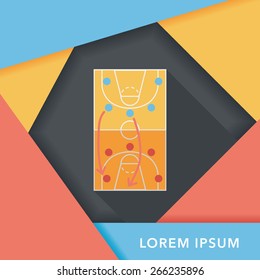 basketball strategy board flat icon with long shadow,eps10
