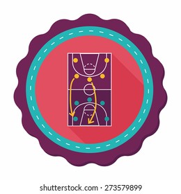basketball strategy board flat icon with long shadow,eps10