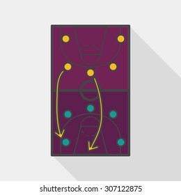 basketball strategy board flat icon with long shadow,eps10