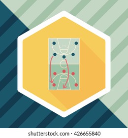 basketball strategy board flat icon with long shadow,eps10