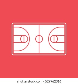 Basketball Strategy Board Flat Icon On Red Background