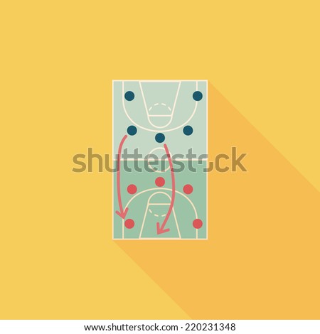 basketball strategy board flat icon with long shadow,eps10