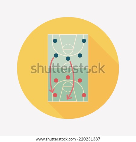 basketball strategy board flat icon with long shadow,eps10