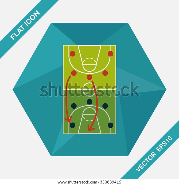 Basketball Strategy Board Flat Icon Long Stock Vector ...