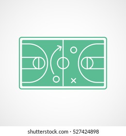Basketball Strategy Board Green Flat Icon On White Background