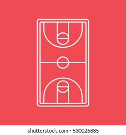 Basketball Strategy Board Line Icon On Red Background