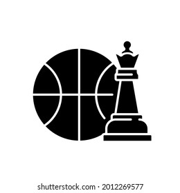 Basketball strategy glyph icon. Chess. Vector fill black illustration.