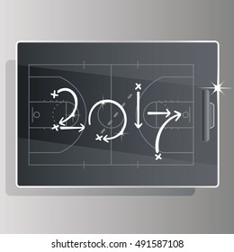 Basketball strategy goal 2017 black board background