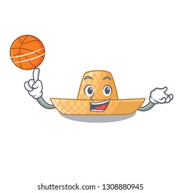 With basketball straw hat isolated with the character