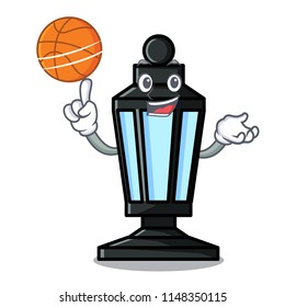 With basketball street lamp character cartoon