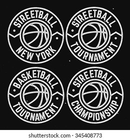 Basketball streetball championship logo set. New York. 