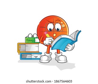 basketball studying mascot. cartoon vector