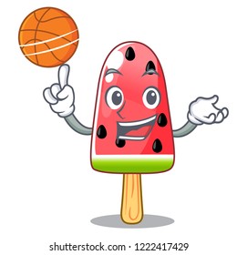 With basketball summer watermelon the ice shaped cartoon