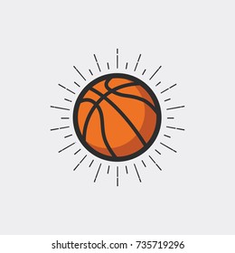 Basketball with sunburst. vector