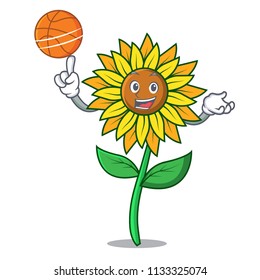 With basketball sunflower character cartoon style