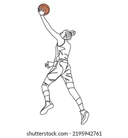  Basketball svg. Basketball one line. Vector line drawing. line art ilustration.