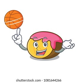 With basketball swiss roll character cartoon