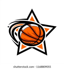 Basketball Swoosh Star Logo