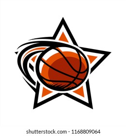 Basketball Swoosh Star Logo