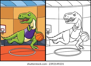 Basketball T Rex Farbige Illustration