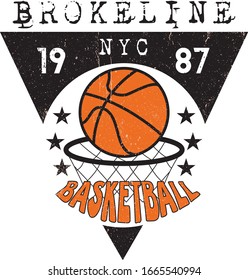 Basketball T shirt design with grunge effect