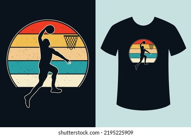 Basketball T Shirt Designs, Retro Vintage Basketball T Shirts With Basketball Player Silhouette